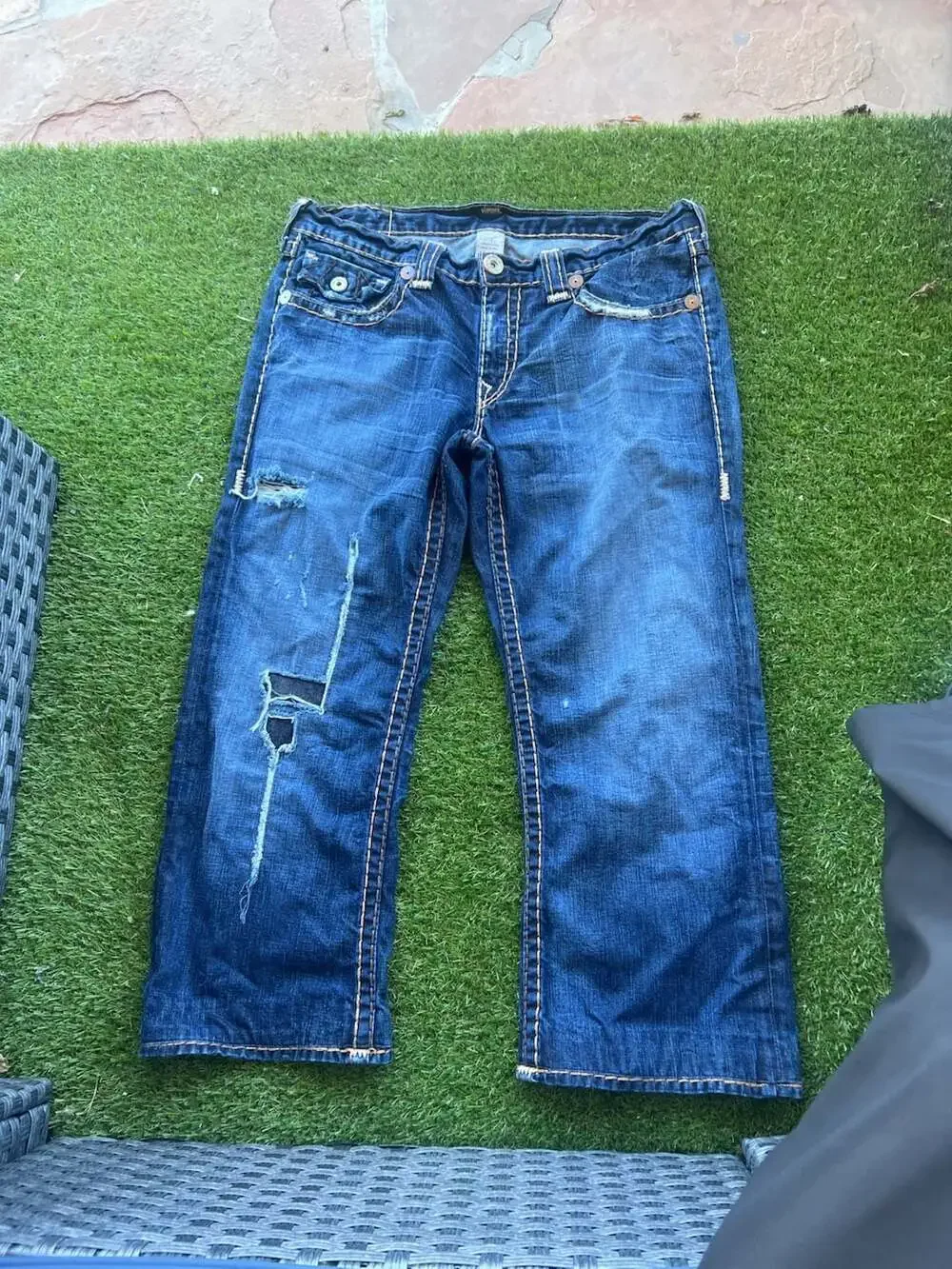 True Religion Billy Super T Distressed Made in USA Jeans Size 38